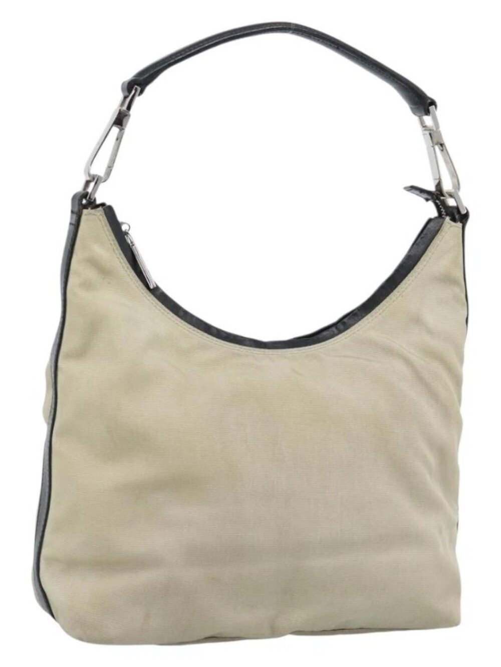 GUCCI Hand Bag Canvas Leather Beige Silver 000 0602 Auth ka4572